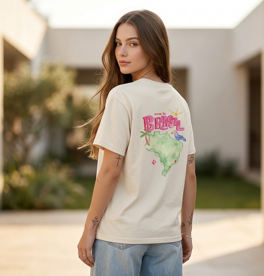 Camisa Fem Basic Brazil map | Off White