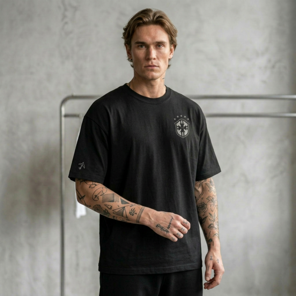 Camiseta Oversized Copa do Mundo 2026 preta Father Abba
